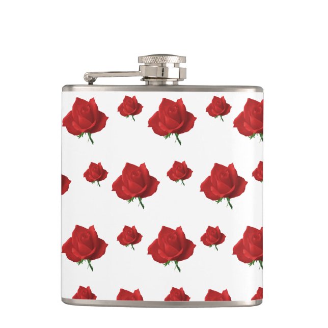 Red Roses Hip Flask (Front)