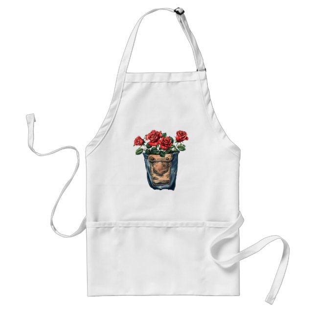 Red Roses in Pocket Standard Apron (Front)