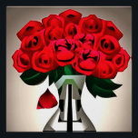Red Roses In Vase Art Deco Abstract Art Poster<br><div class="desc">Red Roses In Vase Art Deco Abstract Art is a beautiful red rose painting. A meaningful and symbolic theme: the red rose represents true love. A Lancashire wedding message of adoration and love: ideal for gardeners, florists, horticulturists, or rose lovers. Roses are the iconic symbol of love and romance. Think...</div>