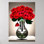 Red Roses In Vase Art Deco Abstract Art Poster<br><div class="desc">Red Roses In Vase Art Deco Abstract Art is a beautiful red rose painting. A meaningful and symbolic theme: the red rose represents true love. A Lancashire wedding message of adoration and love: ideal for gardeners, florists, horticulturists, or rose lovers. Roses are the iconic symbol of love and romance. Think...</div>