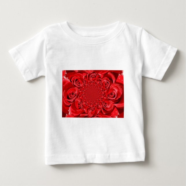 Red Roses Kaleidoscope: Happy Valentine's Day Art  Baby T-Shirt (Front)