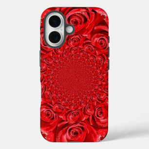 Red Roses Kaleidoscope: Happy Valentine's Day Art iPhone 16 Case