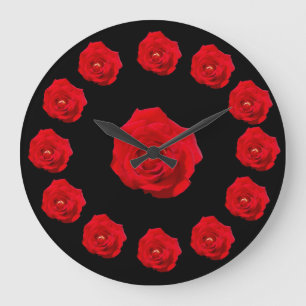 Red Roses Large Clock