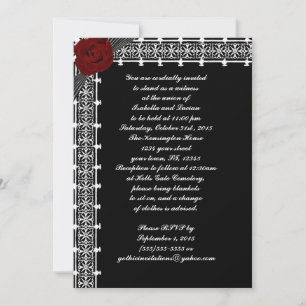 Red Roses Lattice Gothic Wedding Invites