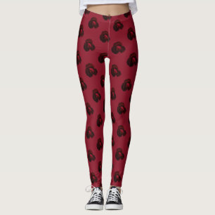 Red roses leggings, yoga pants, activewear leggings