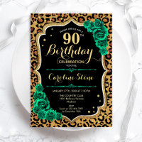 Red Roses Leopard Print Floral 90th Birthday