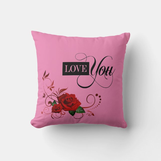 Red Roses Love You Home Decor Throw Pillow (Front)