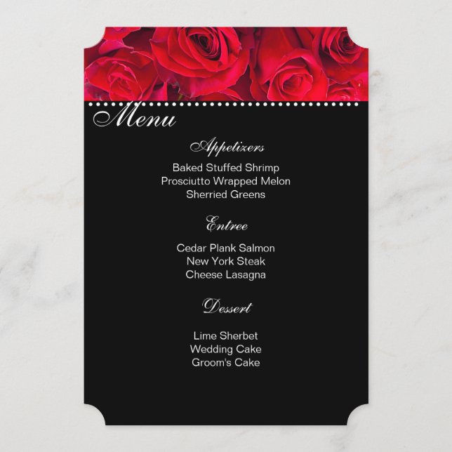 Red Roses Menu Card (Front)