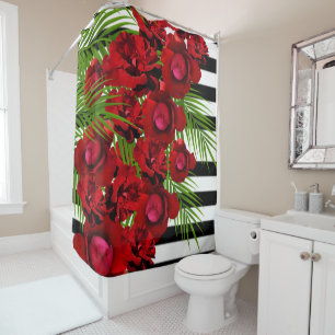 Red Roses Modern Shower Curtain