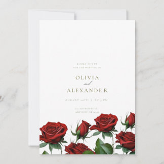 Red Roses Modern Wedding Invitation