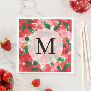 Red Roses Monogram Paper Napkin