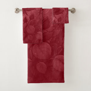 Red Roses Motif Bath Towel Set