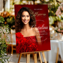 Red Roses Obituary Funeral Memorial Service Sign