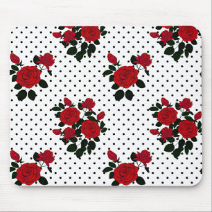 Red roses on a polka dot background. mouse pad
