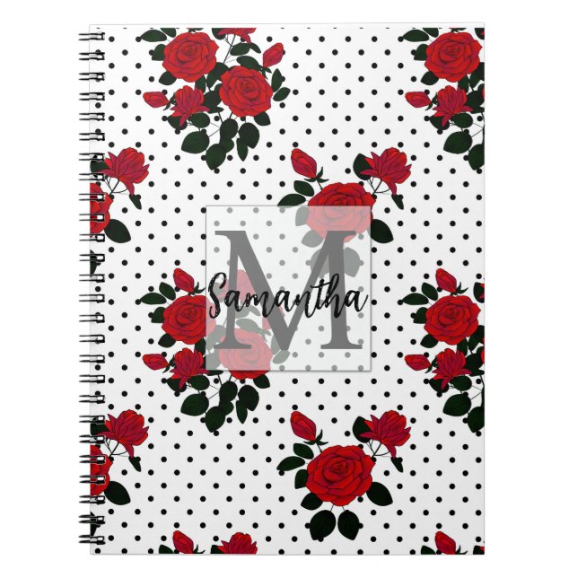 Red roses on a polka dot background.  notebook (Front)