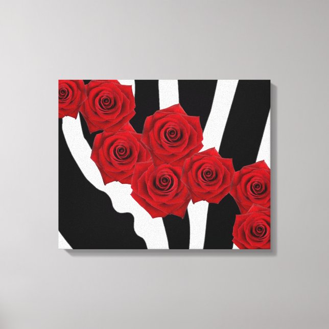 RED ROSES ON BLACK AND WHITE ZEBRA PRINT (Front)