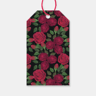 Red roses on black.  gift tags