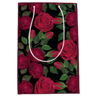 Red roses on black. medium gift bag