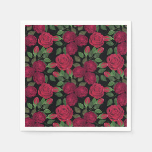 Red roses on black. napkin