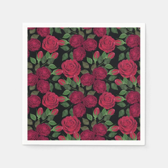 Red roses on black. napkin (Front)