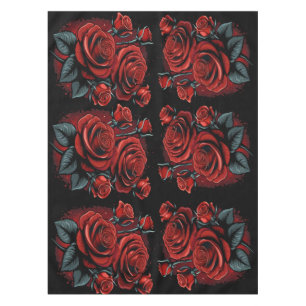 Red Roses on Black Stunning Art Party Tablecloth