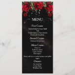 Red Roses on black Wedding Menu Card<br><div class="desc">Red Roses on black Wedding Menu Card. Matching items in my store.</div>