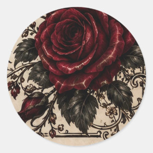 Red Roses on Parchment Wedding Envelope Seals