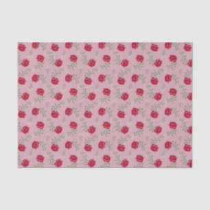 Red Roses on Pink Oversized Calico Tissue Paper