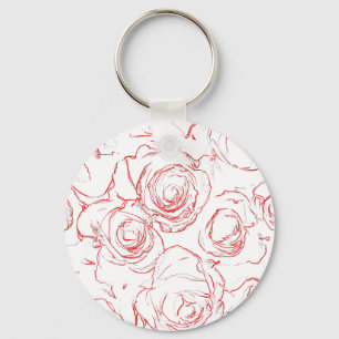 Red Roses Outlines Key Ring