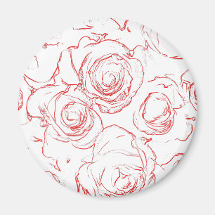 Red Roses Outlines Magnet