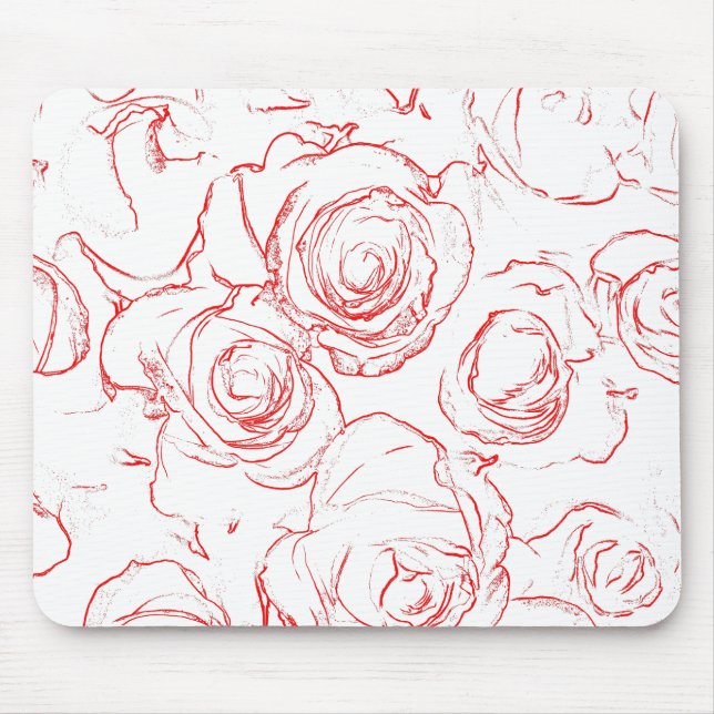 Red Roses Outlines Mouse Pad (Front)