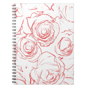 Red Roses Outlines Spiral Notebook