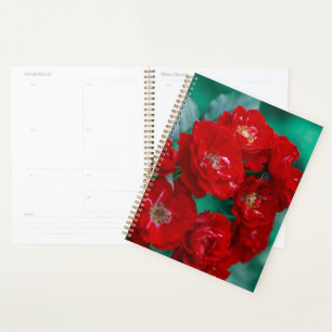 Red Roses Pale Green Leaves Planner