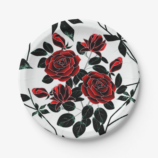 Red roses . paper plate (Front)