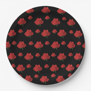 Red Roses Paper Plate