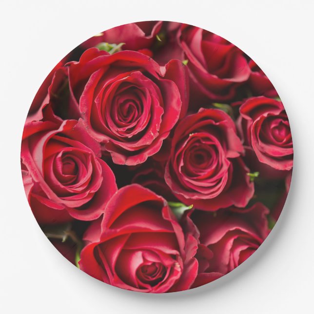 Red Roses Paper Plate (Front)
