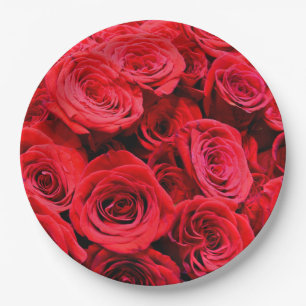 Red roses paper plate