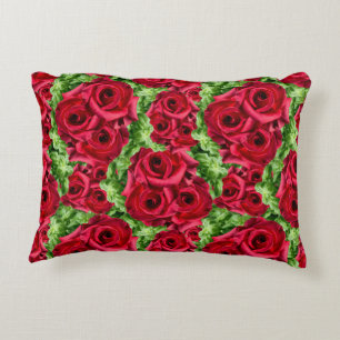 Red Roses Path Flower Garland Decorative Cushion