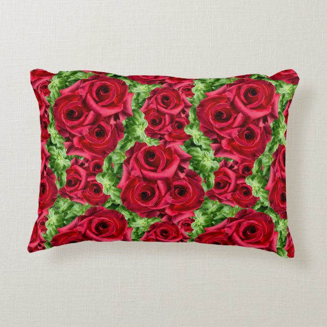 Red Roses Path Flower Garland Decorative Cushion (Back)
