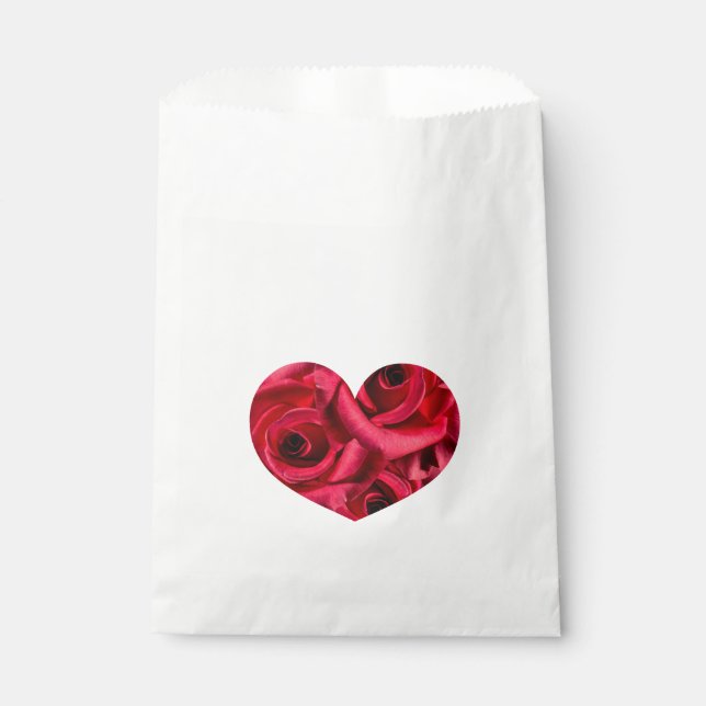 Red Roses Path Flower Garland Favour Bags (Front)