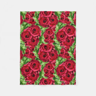 Red Roses Path Flower Garland Fleece Blanket