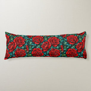 Red roses pattern body cushion
