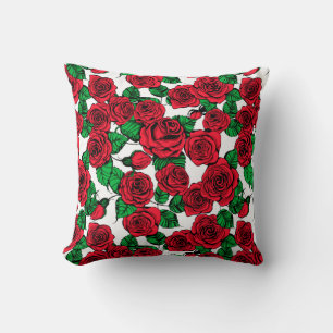 Red roses pattern cushion