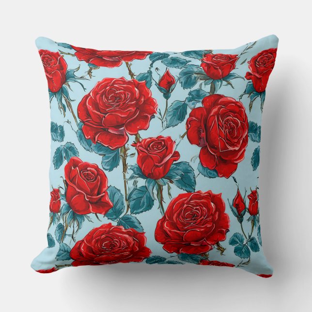 Red roses pattern cushion (Front)
