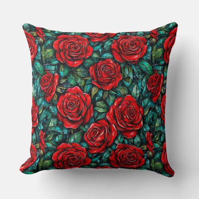 Red roses pattern cushion (Front)