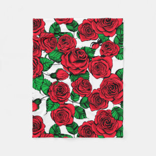 Red roses pattern fleece blanket