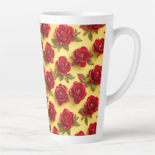 Red roses pattern latte mug