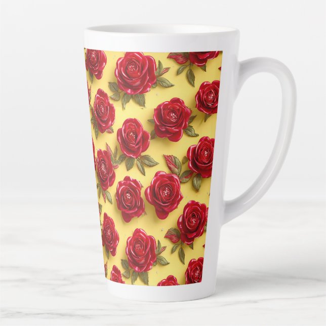 Red roses pattern latte mug (Right)