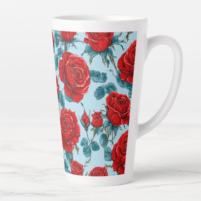 Red roses pattern latte mug (Right)