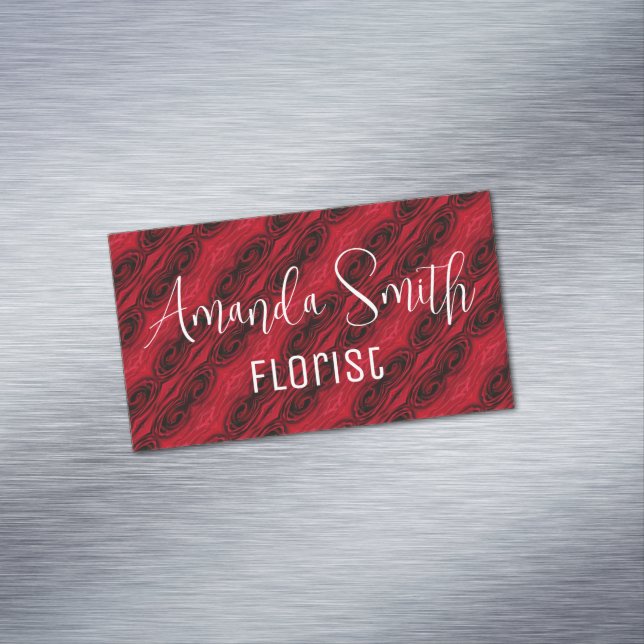 red roses pattern magnetic business card (In Situ)
